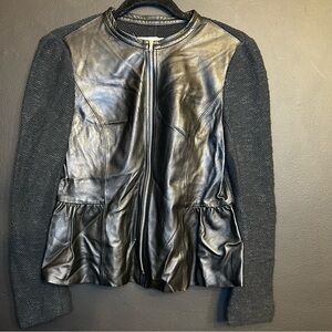 Rebecca Taylor Leather Tweed Jacket